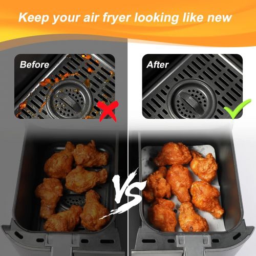  AIEVE Air Fryer Parchment Paper for Ninja Dual Air Fryer, 100Pcs Air Fryer Liners, DIY Blank Stickers and Silicone Air Fryer Basket Mat Compatible with Ninja Foodi Dual XL Air Frye