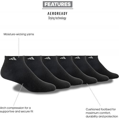 아디다스 adidas mens Athletic Cushioned Low Cut Socks (6-pair)