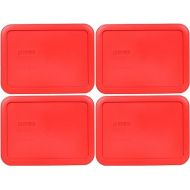 Pyrex 7210-PC 3-Cup Red Plastic Food Storage Replacement Lid Cover, Made in the USA - 4 Pack
