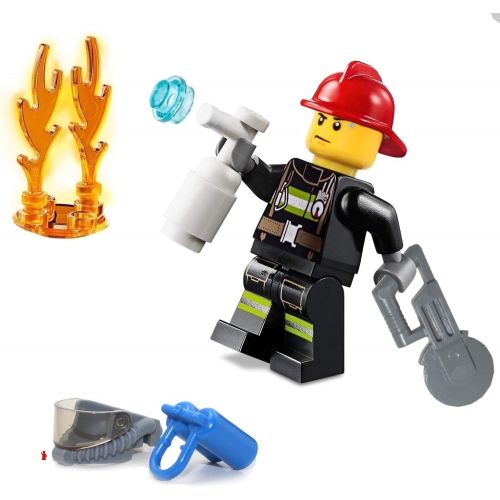 LEGO City Minifigure - Firefighter  (with Accessories and Fire Flame) 60217