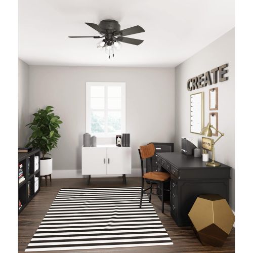  Hunter Crestfield Indoor Low Profile Ceiling Fan with LED Light and Pull Chain Control, 42, Noble Bronze