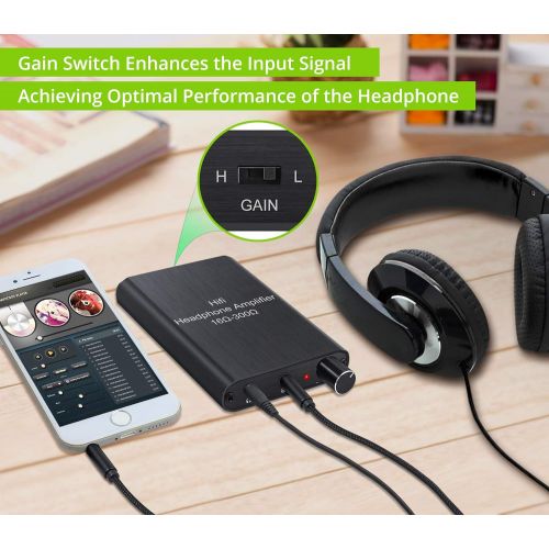  [아마존베스트]Headphone Amplifier Portable HiFi Headphone Amplifier 3.5 mm Earphone Amplifier by LiNKFOR 1.2 m USB Charging Cable Supports High Impedance 16-300Ω for MP3 MP4 Players Mobile Phone