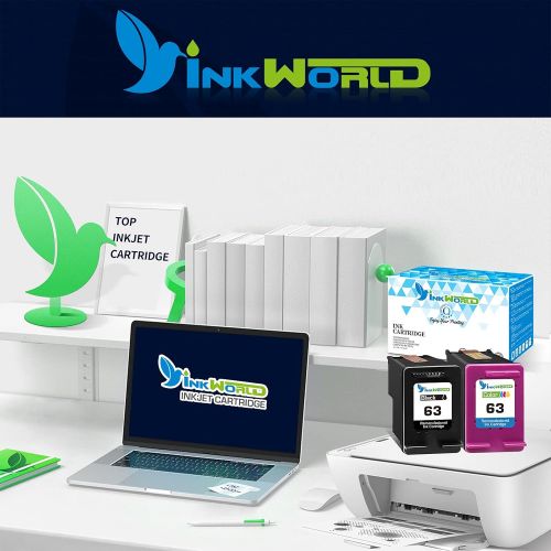  InkWorld Remanufactured Ink Cartridge Replacement for 63 ( 1 Black & 1 Color ) Use for HP OfficeJet 3830 5252 4650 5258 4655 4652 Envy 4520 4512 4513 4516 DeskJet 3636 3630 1111 11