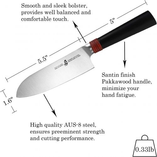  TUO Santoku Knife 5.5 inch Small Kitchen Knife Pro Asian Chef Knife Cooking Knife for Vegetable Fruit and Meat, AUS 8 Stainless Steel with Comfortable Handle, Gift Box Ring Lite Se
