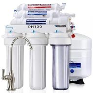 iSpring PH100 pH+ 6-Stage Under Sink Reverse Osmosis RO Drinking Water Filtration System 100 GPD Fast Flow 1:1 Pure to Waste Ratio with Alkaline Remineralization, US Made Filters