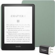 Kindle Paperwhite Essentials Bundle including Kindle Paperwhite (16 GB) - Black - Without Lockscreen Ads, Leather Cover - Agave Green, and Power Adapter