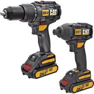 Cat® 18V 1 FOR ALL Cordless Hammer Drill & Impact Driver Combo Kit with 2 Batteries -DX12K, Black