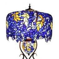 Bieye L10581 Wisteria 20-inch Tiffany Style Stained Glass Floor Lamp with Double Lit