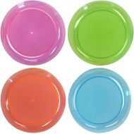 Party Essentials Hard Plastic 6-Inch Round Party/Dessert Plates, Assorted Neon, 40-Count