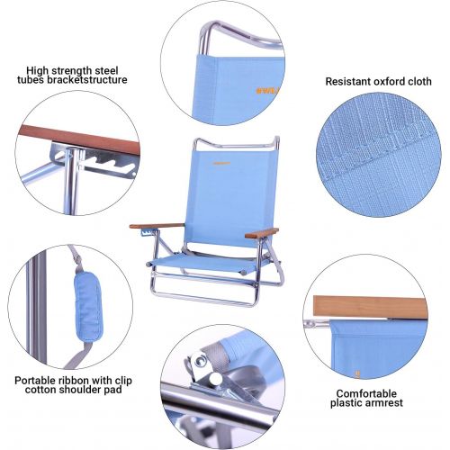 #WEJOY Portable Folding Beach Chair Lightweight Camping Chair Lawn Chairs for Concerts Lay Flat Beach Chairs Recliner Backpack Outdoor Chairs with Shoulder Strap, Supports 300 lbs