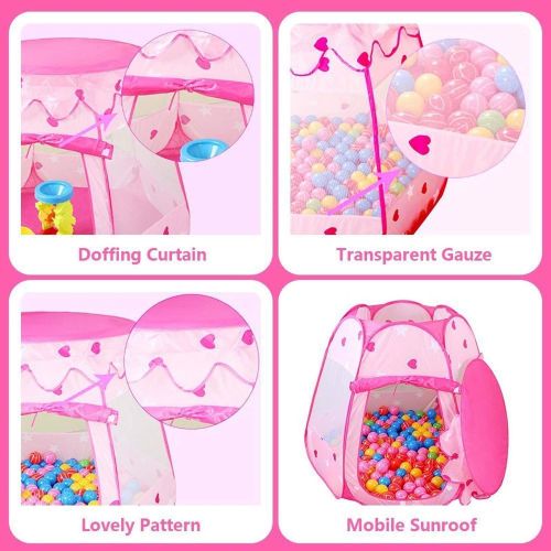  [아마존베스트]Crayline Pop Up Princess Tent with Star Light, Toys for 1&2&3 Year Old Girl Birthday Gift, Ball Pit for Toddlers Girls Toys, Easy to Pop Up and Assemble.