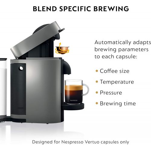 네슬레 Nestle Nespresso Nespresso Vertuo Plus Coffee and Espresso Maker by DeLonghi, Grey with Aeroccino Milk Frother (Capsule Assortment May Vary)