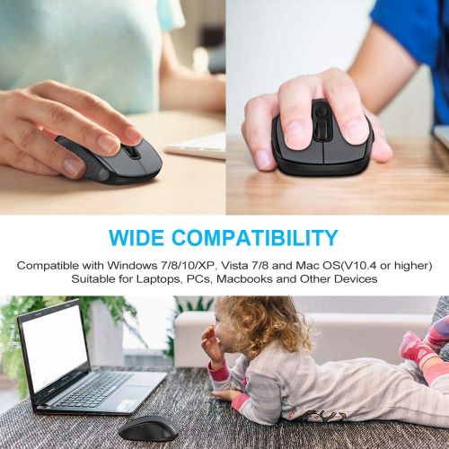  Wireless Mouse TECKNET 2.4G Silent Laptop Mouse with USB Receiver Portable Computer Mice for Notebook, PC, Laptop, Computer, 18 Month Battery Life, 3 Adjustable DPI Levels: 2000/15