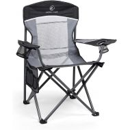 ALPHA CAMP Mesh Back Camping Chair Portable Folding Heavy Duty Outdoor Large Chair Support 330 LBS Durable Large Arm Chair with Cup Holder and Carry Bag for Camp, Fishing, Hiking