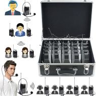 EXMAX EX-938 Wireless Voice Acoustic Transmission Church Translation System for Simultaneous Interpretation Silent Conference Tour Guide Worship 1 Transmitter 20 Receivers + Black Storage Case