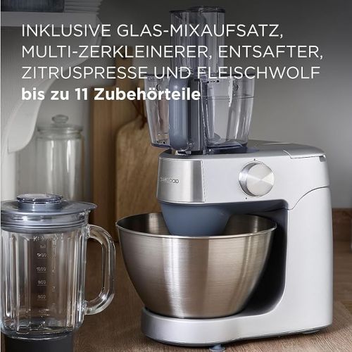  Kenwood Prospero+ KHC29.P0SI Food Processor, 4.3 L Stainless Steel Bowl, 1,000 Watts, Including 11-Piece Accessory Set with Juicer, Mincer, Chopper, Glass Mixing Attachment, Citrus Juicer and More,