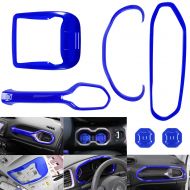 Danti 6pcs Car Interior Accessories Decoration Cover Reading Light with Card Slot Cover & Car Water Cup Mat Cover & Passenger Side Front Grab Handle Cover for Jeep Renegade 2015-20