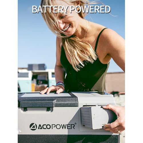  ACOPOWER LiONCooler X40A Rechargeable Solar Fridge Freezer, Snap-in Battery, Solar/AC/Car Charging, App Control, 0℉～50℉, 6” Large Wheels (42 Quarts)