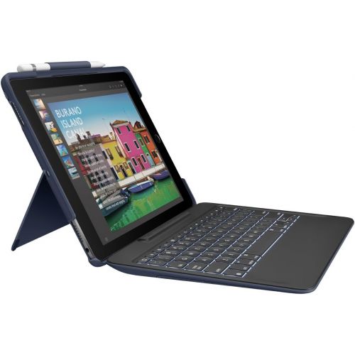 로지텍 Logitech iPad Pro 10.5 inch Keyboard Case SLIM COMBO with Detachable, Backlit, Wireless Keyboard and Smart Connector (Blue)