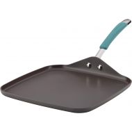 [아마존베스트]Rachael Ray Cucina Hard Anodized Nonstick Griddle Pan/Flat Grill, 11 Inch, Gray with Agave Blue Handle