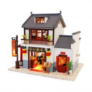 Cool Beans Boutique Miniature DIY Dollhouse Kit Wooden Ancient Chinese Restaurant  Dragon Gate Inn - with Dust Cover - Architecture Model kit (English Manual)