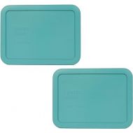 Pyrex Bundle - 2 Items: 7210-PC 3-Cup Turquoise Rectangle Plastic Food Storage Lids Made in the USA