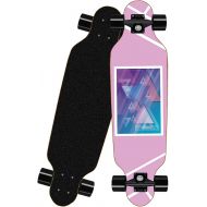 F&FSH Skateboard Longboard, 24 8-Layer A-Grade Maple Heat Transfer Pink Geometric Pattern Mini Longboard Dance Board Suitable for Beginners