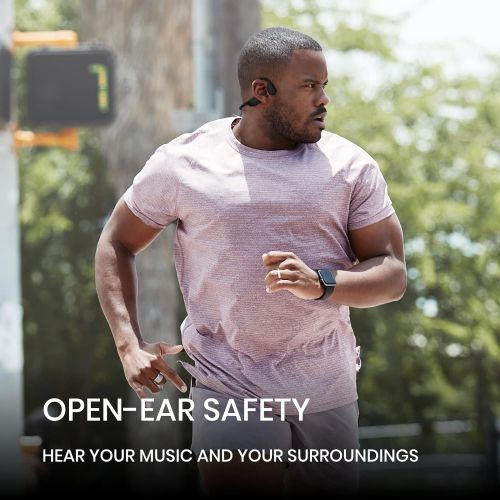  [아마존베스트]AfterShokz Aeropex Open-Ear Wireless Bone Conduction Headphones with Sport Belt, Cosmic Black, 2.3