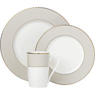 Lenox Pleated Colors 3-Piece Place Setting, 3.65 LB, Taupe/Grey