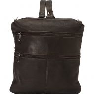 Piel Leather Convertible Multi-Pocket Shoulder Bag/Backpack, Chocolate