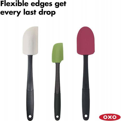 옥소 [무료배송]OXO Good Grips 3-piece Silicone Spatula Set, Raspberry/White/Green, 12-Inch