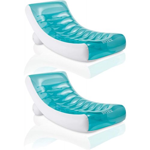 인텍스 Intex Inflatable Rockin Lounge Pool Floating Raft Chair with Cupholder (2 Pack)