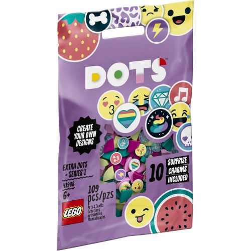  LEGO DOTS Extra DOTS - Series 1 41908 DIY Craft, A Fun add-on Tile Set for Kids who Like Arts-and-Crafts Play and Decorating Jewelry or Room decor and Prints, New 2020 (109 Pieces)