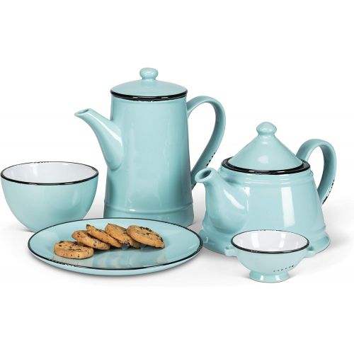  Abbott Collection Green Enamel Look Teapot, 9 inches L