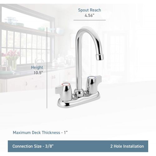  Moen 4903BC Chateau Two-Handle High Arc Bar Faucet, Brushed Chrome