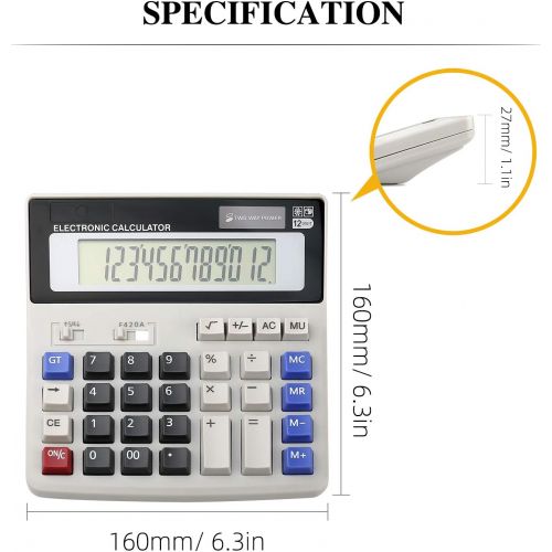  MeTo Calculator, Calculators Large Display and Buttons, Solar Battery Dual Power, Big Button 12 Digit Large LCD Display