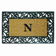 Nedia Home Acanthus Border with Rubber/Coir Doormat, 30 by 48-Inch, Monogrammed N