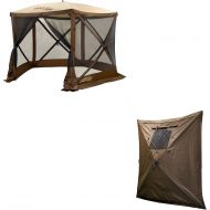 CLAM PortableCanopy Shelter, Brown w Quick Set Wind & Sun Panels (3 Pack)
