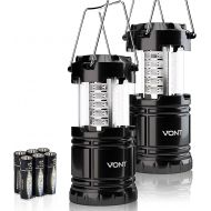Vont 2 Pack LED Camping Lantern, Super Bright Portable Survival Lanterns, Must Have During Hurricane, Emergency, Storms, Outages, Original Collapsible Camping Lights/Lamp (Batterie