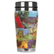 Mugzie MAX - 20-Ounce Stainless Steel Travel Mug with Insulated Wetsuit Cover - Van Gogh: Auvres