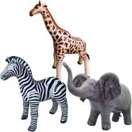 Jet Creations Safari 3 Pack Giraffe Zebra Elephant Great for Pool, Party Decoration, an-GZE, Multi