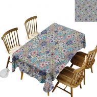 Kangkaishi kangkaishi Moroccan Easy to Care for Leakproof and Durable Long tablecloths Outdoor Picnic Complex Colorful Set of Moroccan Tile Motifs Antique Floral Ornaments Arabesque W60 x L84