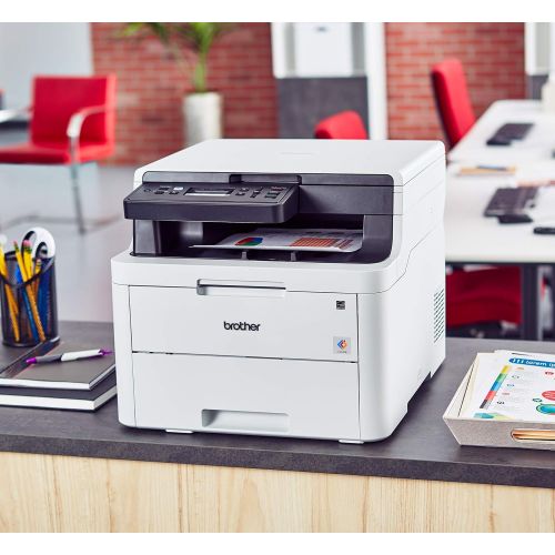브라더 Brother HL-L3290CDW Compact Digital Color Printer Providing Laser Printer Quality Results with Convenient Flatbed Copy & Scan, Wireless Printing and Duplex Printing, Amazon Dash Re