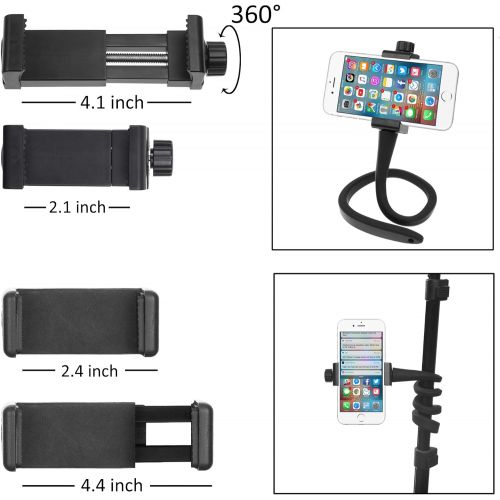  Camkix Flexible Smartphone Holder Stand - Wrap Around - 2X Phone Clip, 1x Action Camera Mount Compatible with iPhones, Android, GoPro, Arlo Baby Monitor - Home, Travel, Sports - Fi