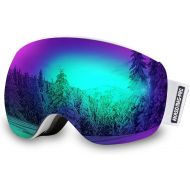 AKASO OTG Ski Goggles, Snowboard Goggles, Mag-Pro Magnetic Interchangeable Lenses, Anti-Fog, 100% UV Protection, Helmet Compatible, Snow Goggles for Men & Women, Free Balaclava Ski