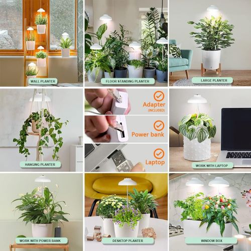  GrowLED LED Umbrella Plant Grow Light, Herb Garden, Height Adjustable, Automatic Timer, 5V Low Safe Voltage, Ideal for Plant Grow Novice Or Enthusiasts, Various Plants, DIY Decorat