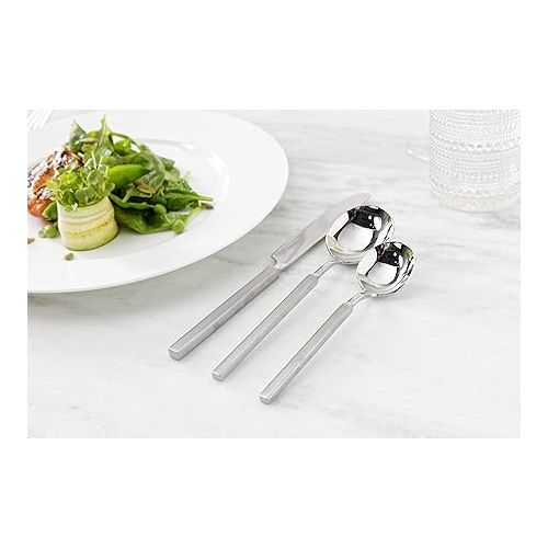  Fortessa Jaxson 18/10 Stainless Steel Flatware, Brushed/Mirrored Stainless Steel, 20 Piece Place Setting Service for 4