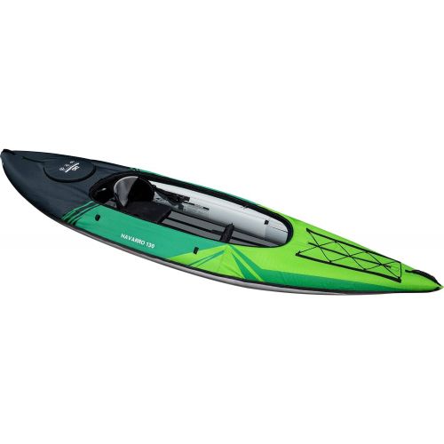  AQUAGLIDE Navarro 130 Convertible Inflatable Kayak with Drop Stitch Floor- 1 Person Touring Kayak without Cover, Green