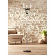 Luz Industrial Torchiere Floor Lamp Oil Rubbed Bronze Clear Glass for Living Room Bedroom Office Uplight - Franklin Iron Works