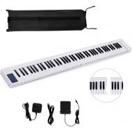 [아마존베스트]Costzon 88 Key Attachable Electric Piano Keyboard, Portable Full-Size Touch Sensitive Keys with 128 Rhythms/Tones, Stereo Speakers, Sustain Pedal, Bluetooth, Piano Bag for Beginner